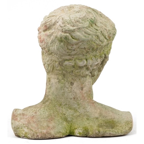 1382 - Classical garden stoneware bust of Diadoumenos, 38cm high