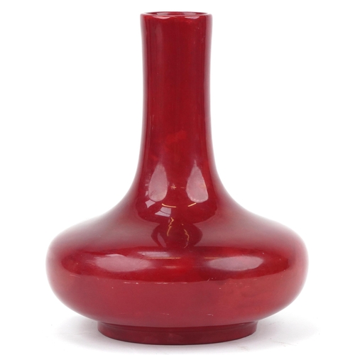 390 - Large Bernard Moore red flambe vase, inscribed Bernard Moore to the base, numbered 1070, 25cm high