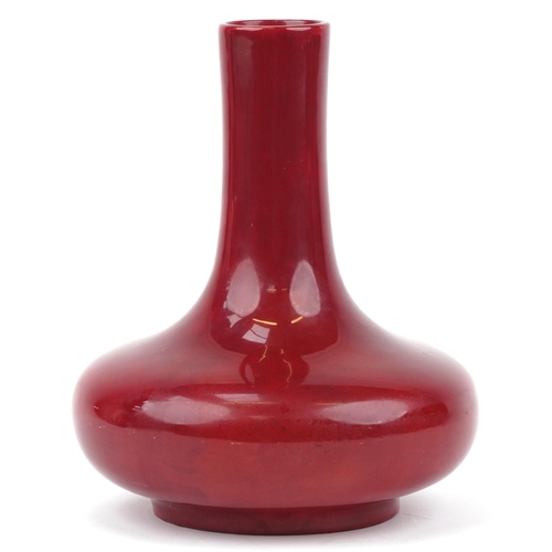 390 - Large Bernard Moore red flambe vase, inscribed Bernard Moore to the base, numbered 1070, 25cm high