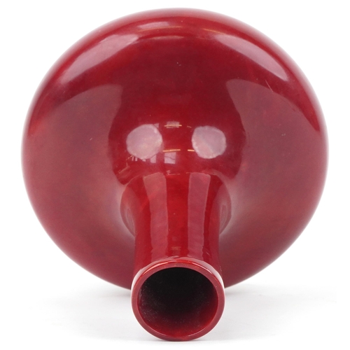 390 - Large Bernard Moore red flambe vase, inscribed Bernard Moore to the base, numbered 1070, 25cm high