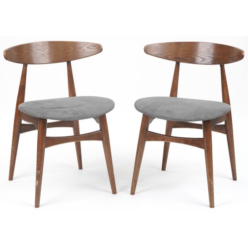 1016 - *WITHDRAWN* Pair of Scandinavian design teak bistro chairs with upholstered seats, 73cm high