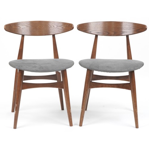 1016 - *WITHDRAWN* Pair of Scandinavian design teak bistro chairs with upholstered seats, 73cm high