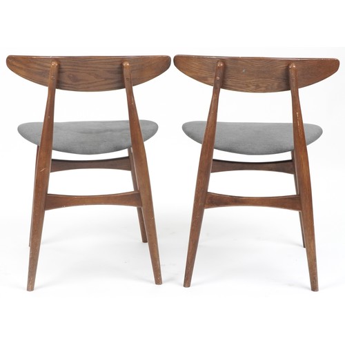 1016 - *WITHDRAWN* Pair of Scandinavian design teak bistro chairs with upholstered seats, 73cm high