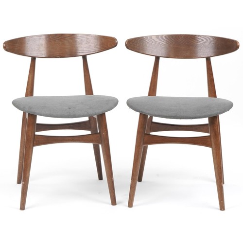 1017 - *WITHDRAWN*Pair of Scandinavian design bistro chairs with upholstered seats, 73cm high