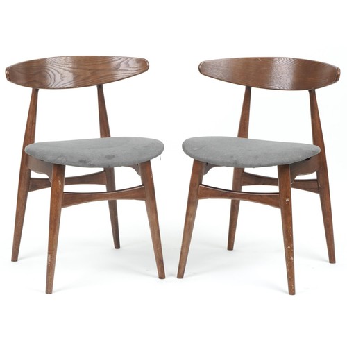 1031 - *WITHDRAWN*Pair of Scandinavian design bistro chairs with upholstered seats, 73cm high