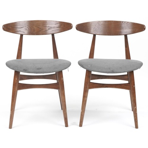 1031 - *WITHDRAWN*Pair of Scandinavian design bistro chairs with upholstered seats, 73cm high