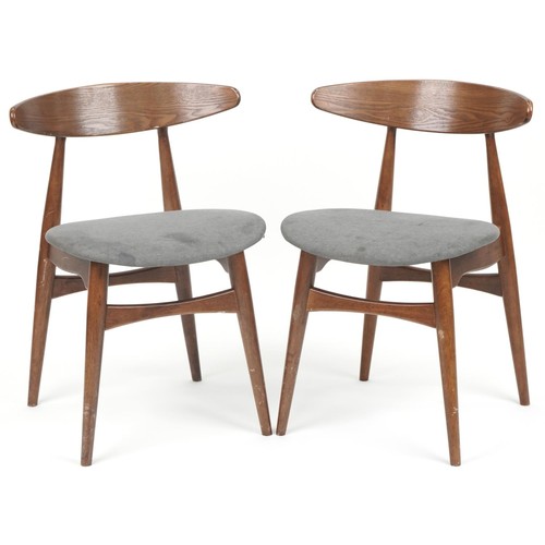 1032 - *WITHDRAWN*Pair of Scandinavian design teak bistro chairs with upholstered seats, 73cm high