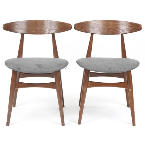 1032 - *WITHDRAWN*Pair of Scandinavian design teak bistro chairs with upholstered seats, 73cm high