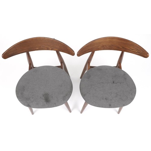 1032 - *WITHDRAWN*Pair of Scandinavian design teak bistro chairs with upholstered seats, 73cm high