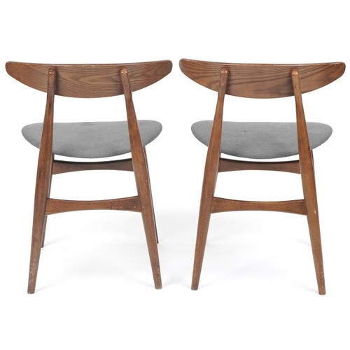 1032 - *WITHDRAWN*Pair of Scandinavian design teak bistro chairs with upholstered seats, 73cm high