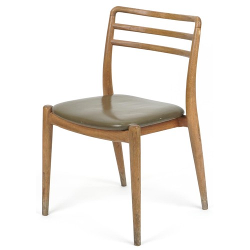 1072 - Scandinavian design teak chair with leather upholstered seat,  75cm high