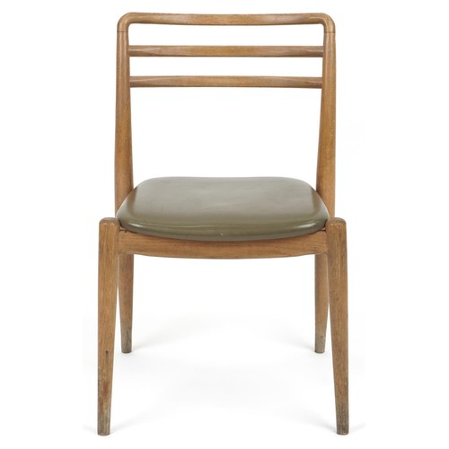 1072 - Scandinavian design teak chair with leather upholstered seat,  75cm high