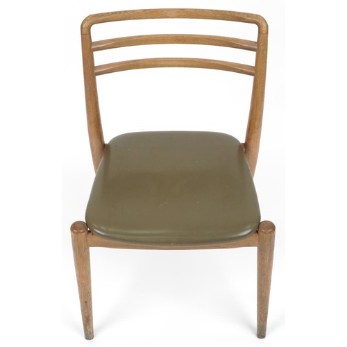 1072 - Scandinavian design teak chair with leather upholstered seat,  75cm high