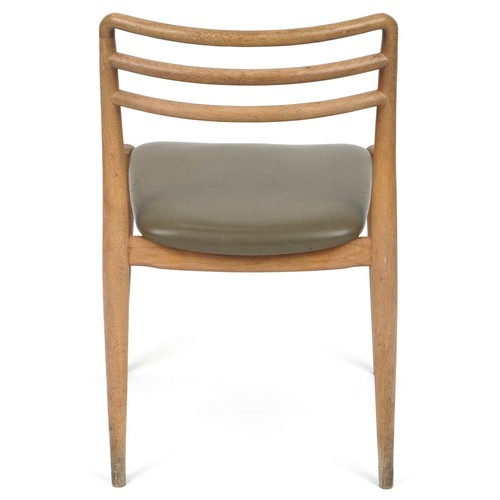 1072 - Scandinavian design teak chair with leather upholstered seat,  75cm high