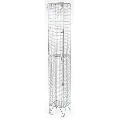 1099 - Industrial steel wire cage, 198cm H x 31cm W x 31cm D