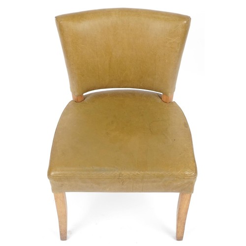 1102 - Wych Wood Design, contemporary light oak chair with green leather upholstery, 87cm high