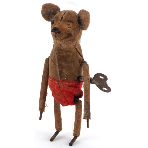 1605 - Early 20th century wind up clockwork mouse, possibly German, 10cm high