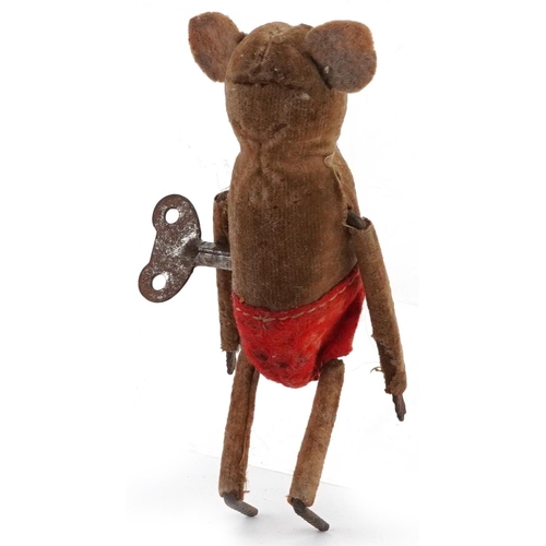 1605 - Early 20th century wind up clockwork mouse, possibly German, 10cm high