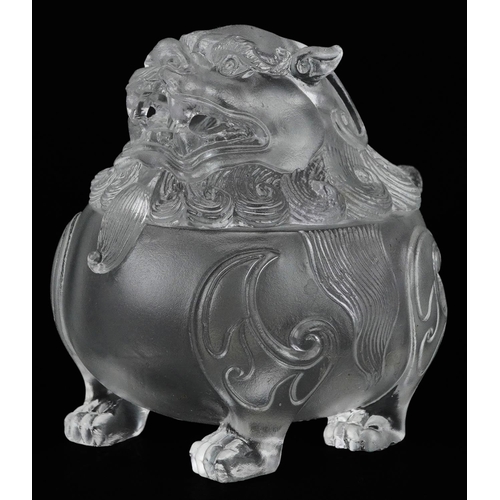 1317 - Chinese crystal censer and cover in the form of a qilin, 8.5cm in length