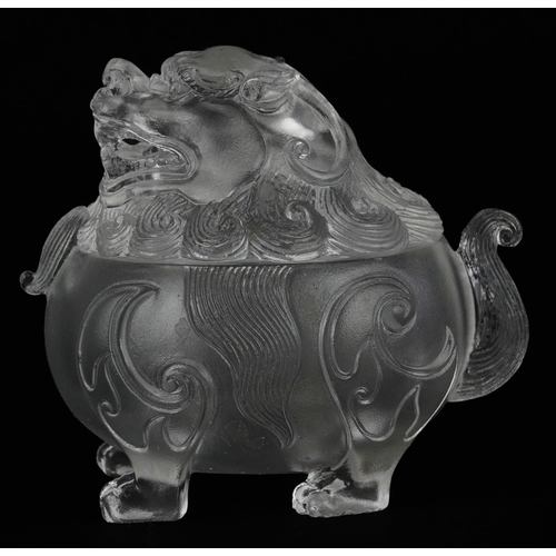 1317 - Chinese crystal censer and cover in the form of a qilin, 8.5cm in length