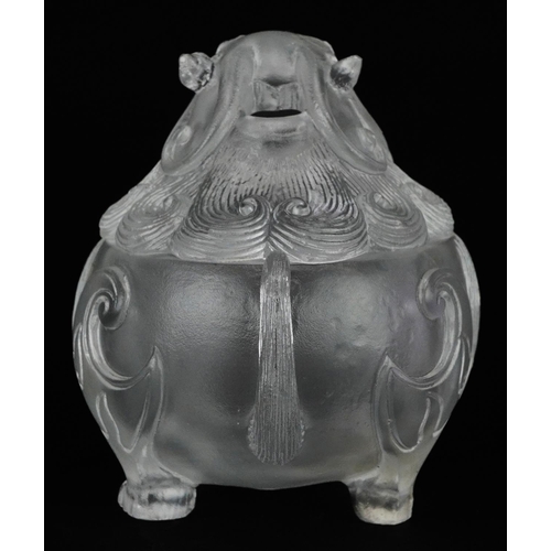 1317 - Chinese crystal censer and cover in the form of a qilin, 8.5cm in length