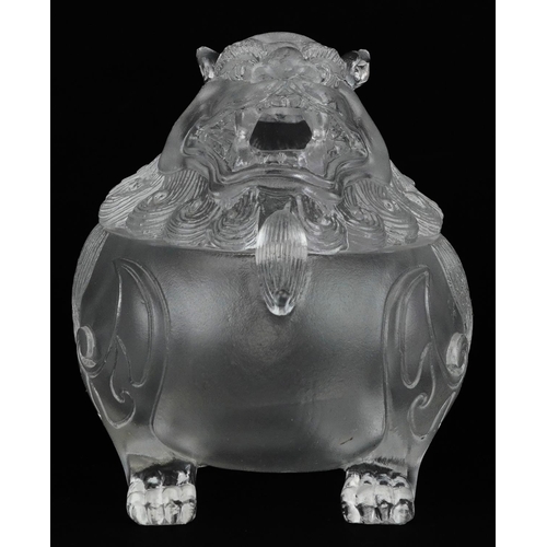 1317 - Chinese crystal censer and cover in the form of a qilin, 8.5cm in length