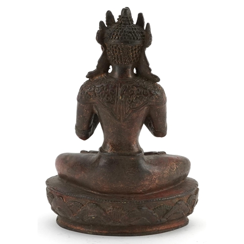 264 - Chino Tibetan gilt bronze figure of seated Buddha, 20.5cm high