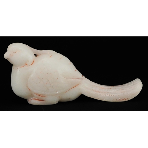 1459 - Indian white jade carving of a bird, 10.5cm in length