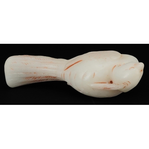 1459 - Indian white jade carving of a bird, 10.5cm in length