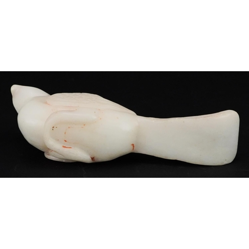 1459 - Indian white jade carving of a bird, 10.5cm in length