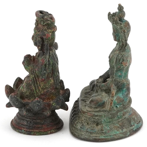 1316 - Two Chino Tibetan patinated bronze figures of Buddha, 6cm high