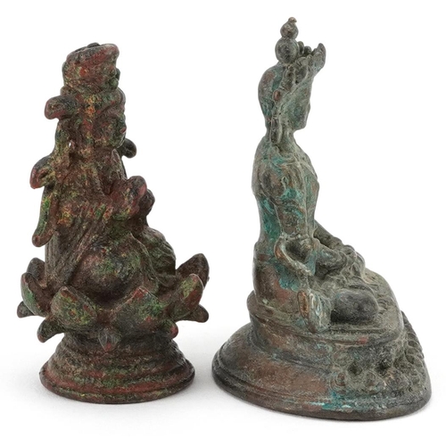 1316 - Two Chino Tibetan patinated bronze figures of Buddha, 6cm high