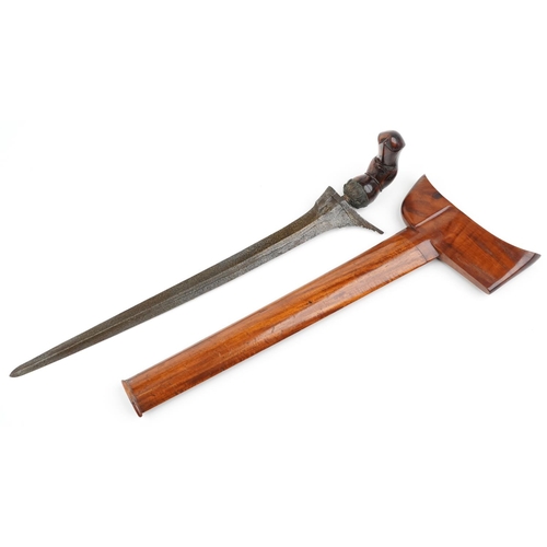 1913 - Javanese Kris dagger with hardwood sheath and handle, 47.5cm in length