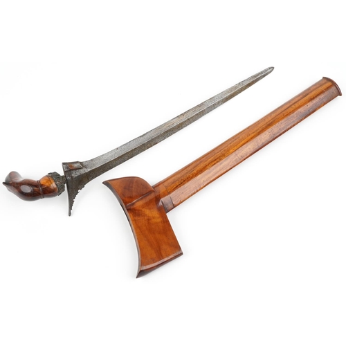 1913 - Javanese Kris dagger with hardwood sheath and handle, 47.5cm in length