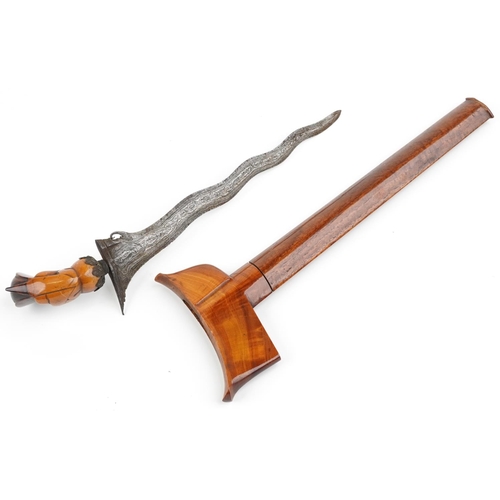 1912 - Javanese Kris dagger with hardwood sheath and handle, 41.5cm in length