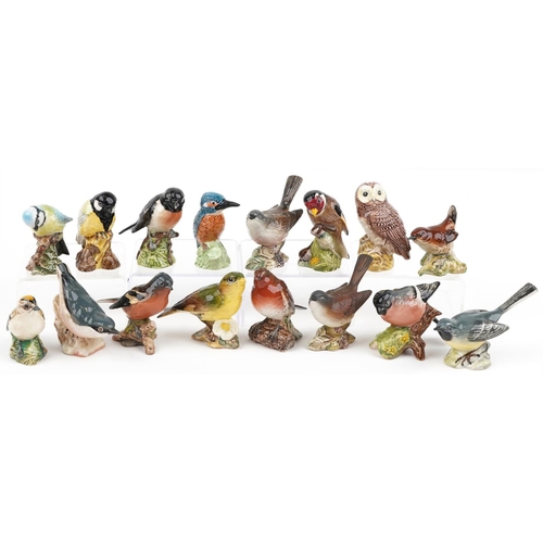 691 - Sixteen Beswick birds including Nuthatch, Whitethroat and Goldcrest, the largest 10.5cm in length