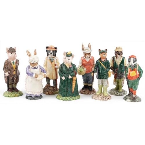 715 - Eight Beswick Country Folk figures including Mrs Rabbit Baking, Hiker Badger, Fisherman Otter, Hunts... 