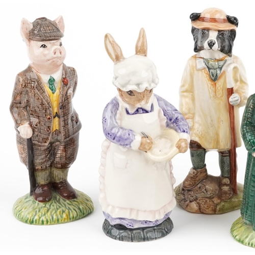 715 - Eight Beswick Country Folk figures including Mrs Rabbit Baking, Hiker Badger, Fisherman Otter, Hunts... 