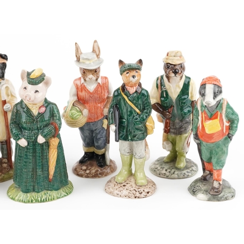 715 - Eight Beswick Country Folk figures including Mrs Rabbit Baking, Hiker Badger, Fisherman Otter, Hunts... 