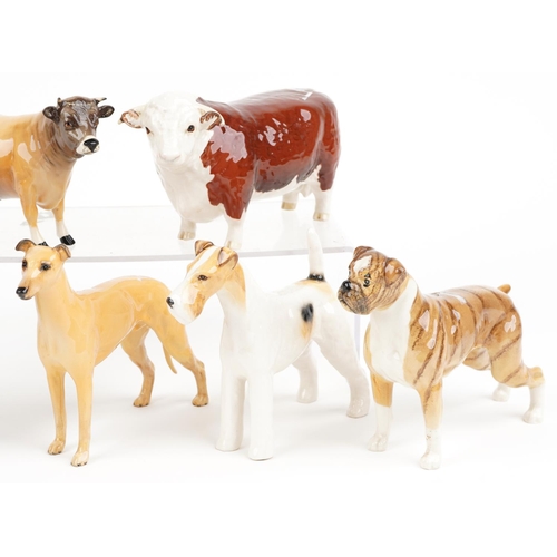 676 - Seven collectable animals including Royal Doulton Shetland pony and two Beswick dogs, CH Talavera Ro... 