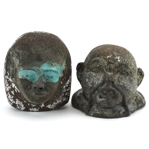 1564 - Two Egyptian faience glazed heads including a shabti, the largest 6.5cm high