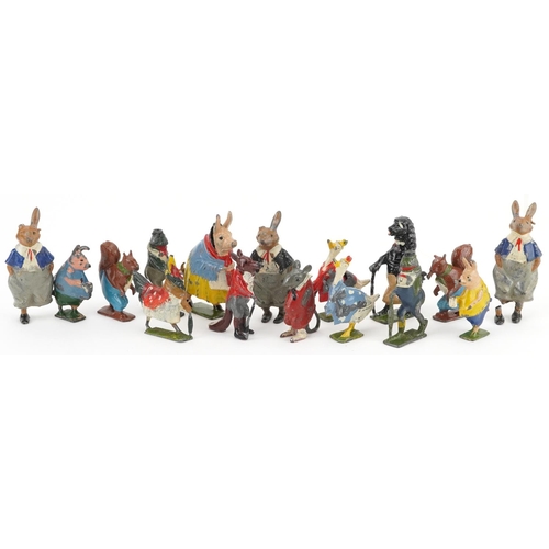 Sixteen Britains Cococubs hand painted lead  animals including Squirrel Nutkin and Piggling Bland, 5.5cm high