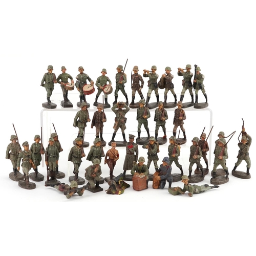 1618 - Elastolin, Collection of German hand painted soldiers, the largest each 8.5cm high