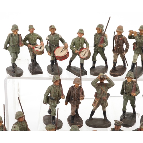 1618 - Elastolin, Collection of German hand painted soldiers, the largest each 8.5cm high