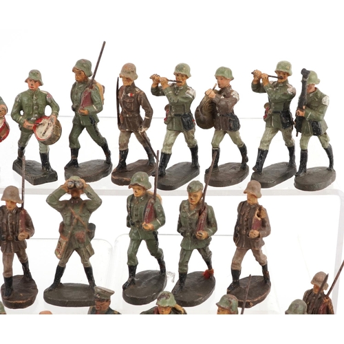 1618 - Elastolin, Collection of German hand painted soldiers, the largest each 8.5cm high