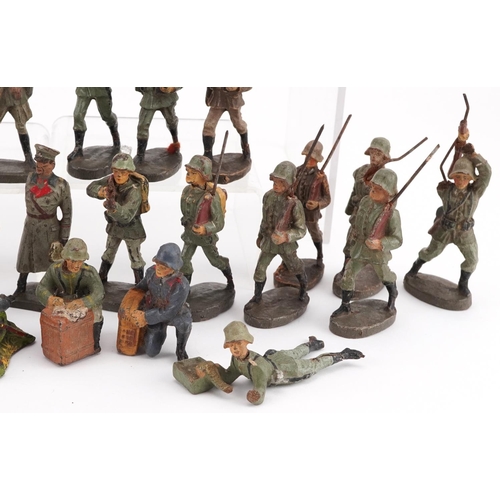 1618 - Elastolin, Collection of German hand painted soldiers, the largest each 8.5cm high