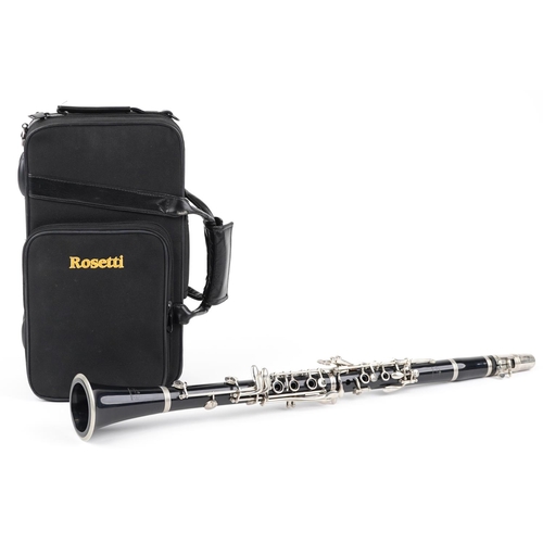 1687 - Rosetti five piece clarinet with protective case, the case 32.5cm wide