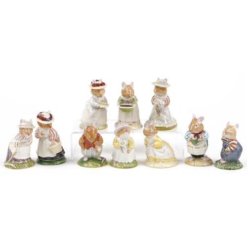 713 - Ten Royal Doulton Bramley Hedge figures, seven with boxes, including Poppy Eyebright, Catkin and Mrs... 