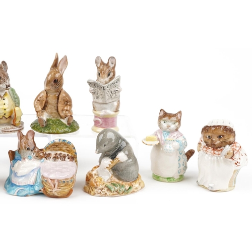 701 - Ten Beswick Beatrix Potter figures with boxes including Taylor of Gloucester, Diggory Diggory Delvet... 