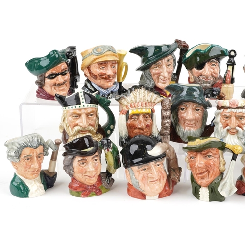 709 - Eighteen Royal Doulton character jugs including North American Indian, Dick Turpin and Don Quixote, ... 